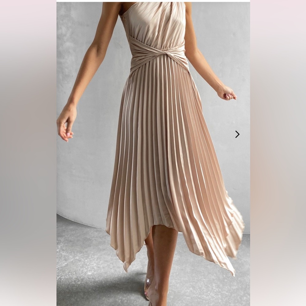 New One Shoulder Champagne Colored Dress